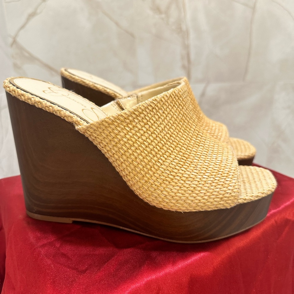 Jessica Simpson Shantelle Wedge Mules with Open-Toe Design